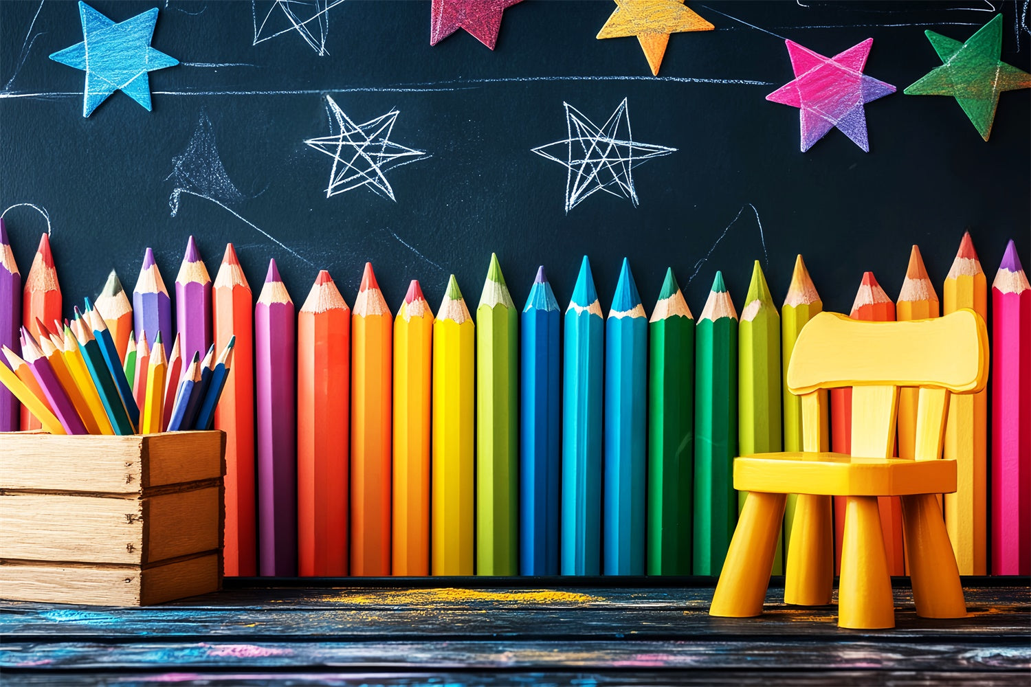 Back To School Backdrops Pencil Wall Learning Backdrop LXX57-44