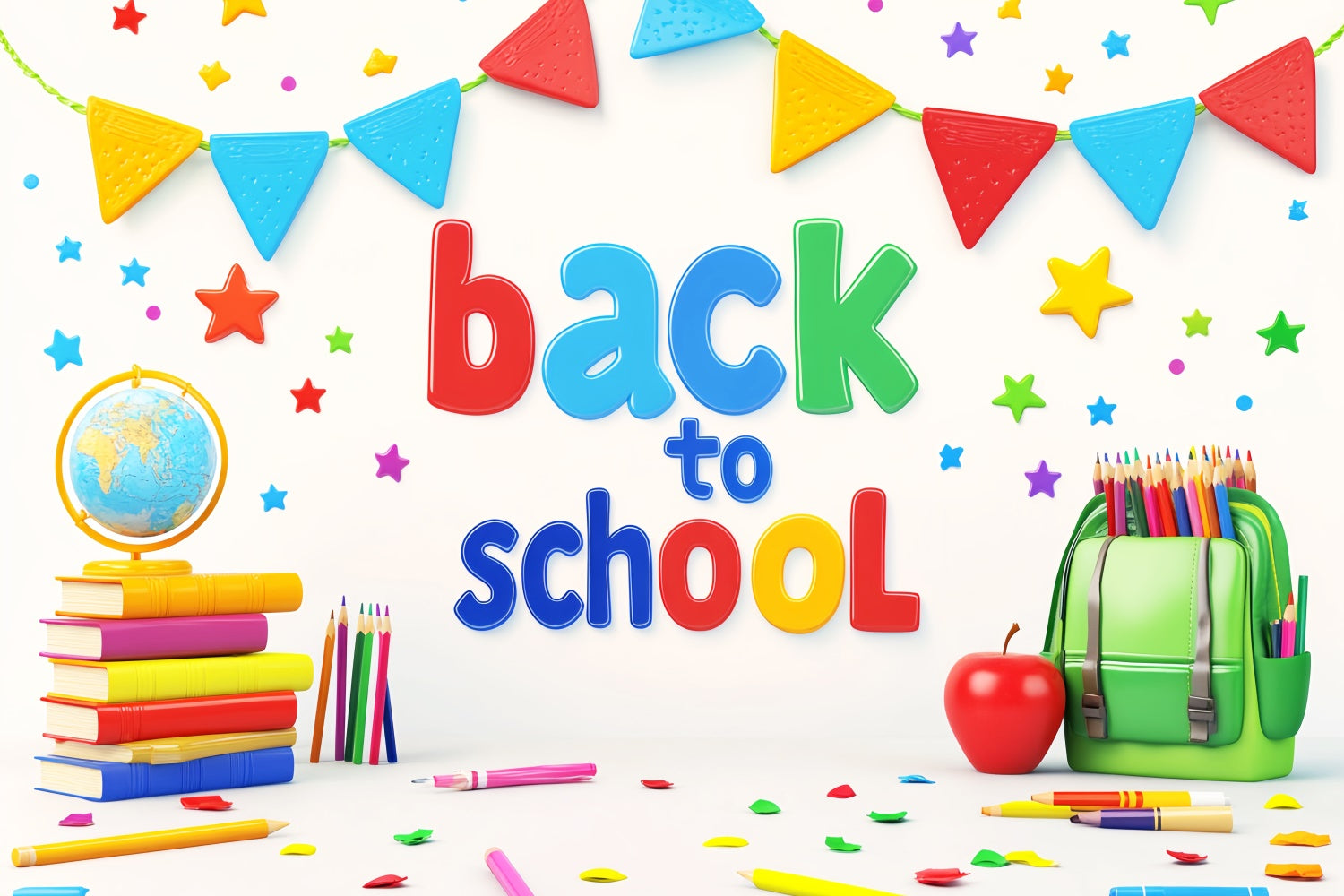 School Photo Backdrops Rainbow Letters Fun Backdrop LXX57-46