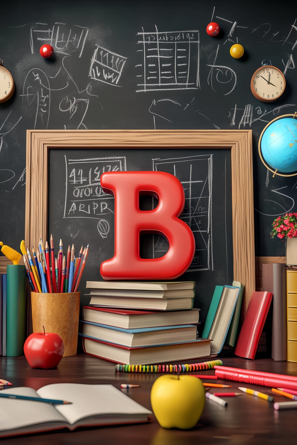 Back To School Backdrop Classic School Desk Backdrop LXX57-48