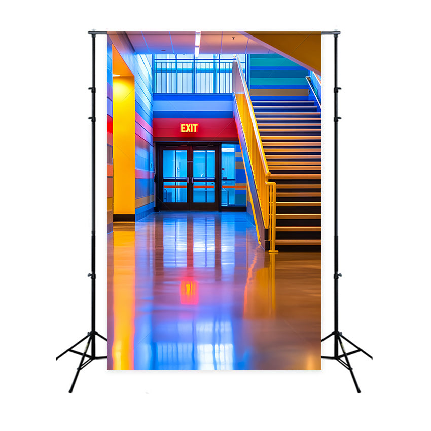 School Picture Backdrop Bright Steps Corridor Backdrop LXX57-49