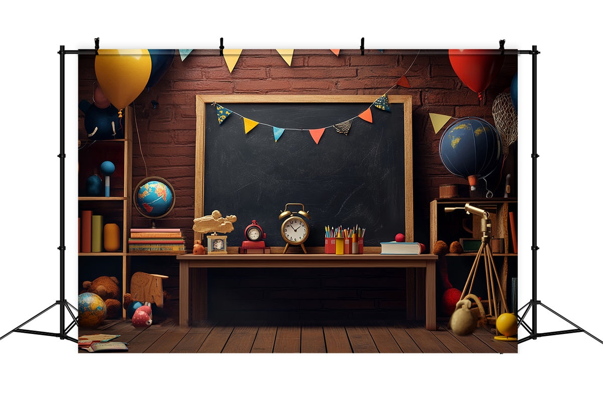 Back To School Photo Backdrop Retro Study Nook Backdrop LXX57-50