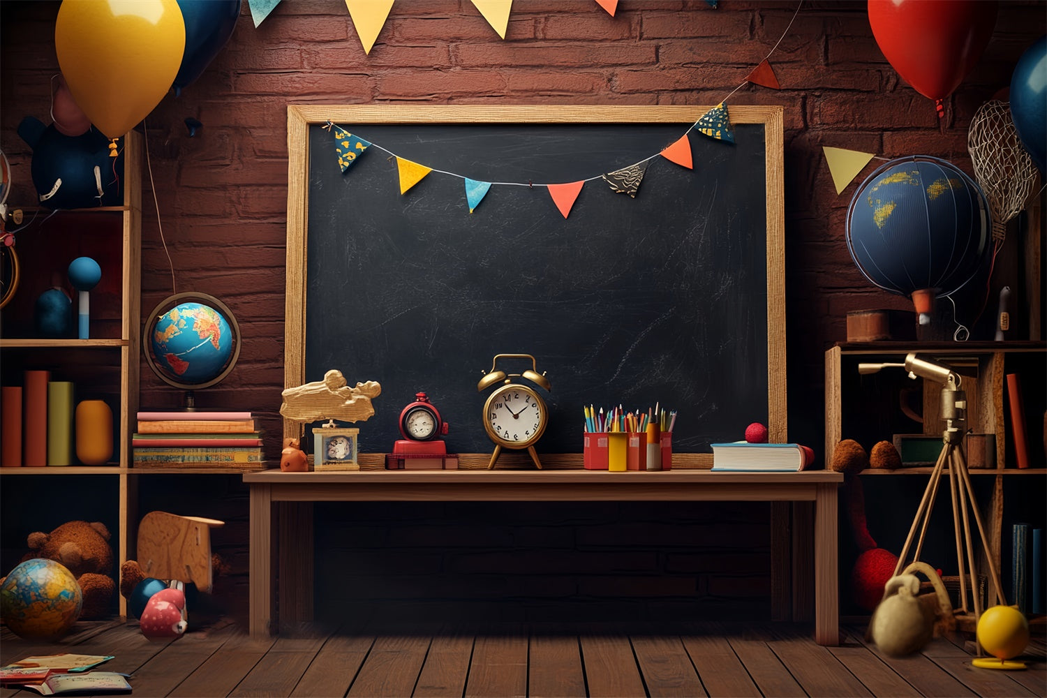 Back To School Photo Backdrop Retro Study Nook Backdrop LXX57-50