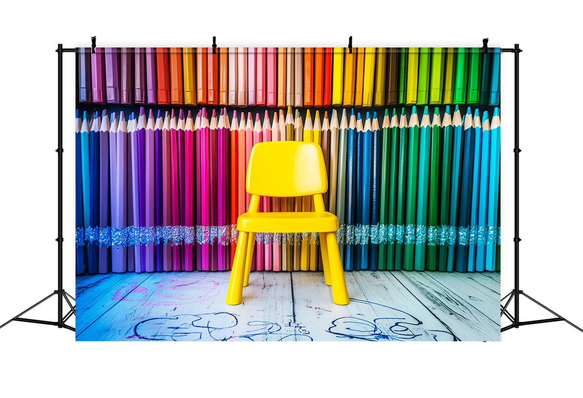 Back To School Backdrop Rainbow Pencil Seat Backdrop LXX57-53