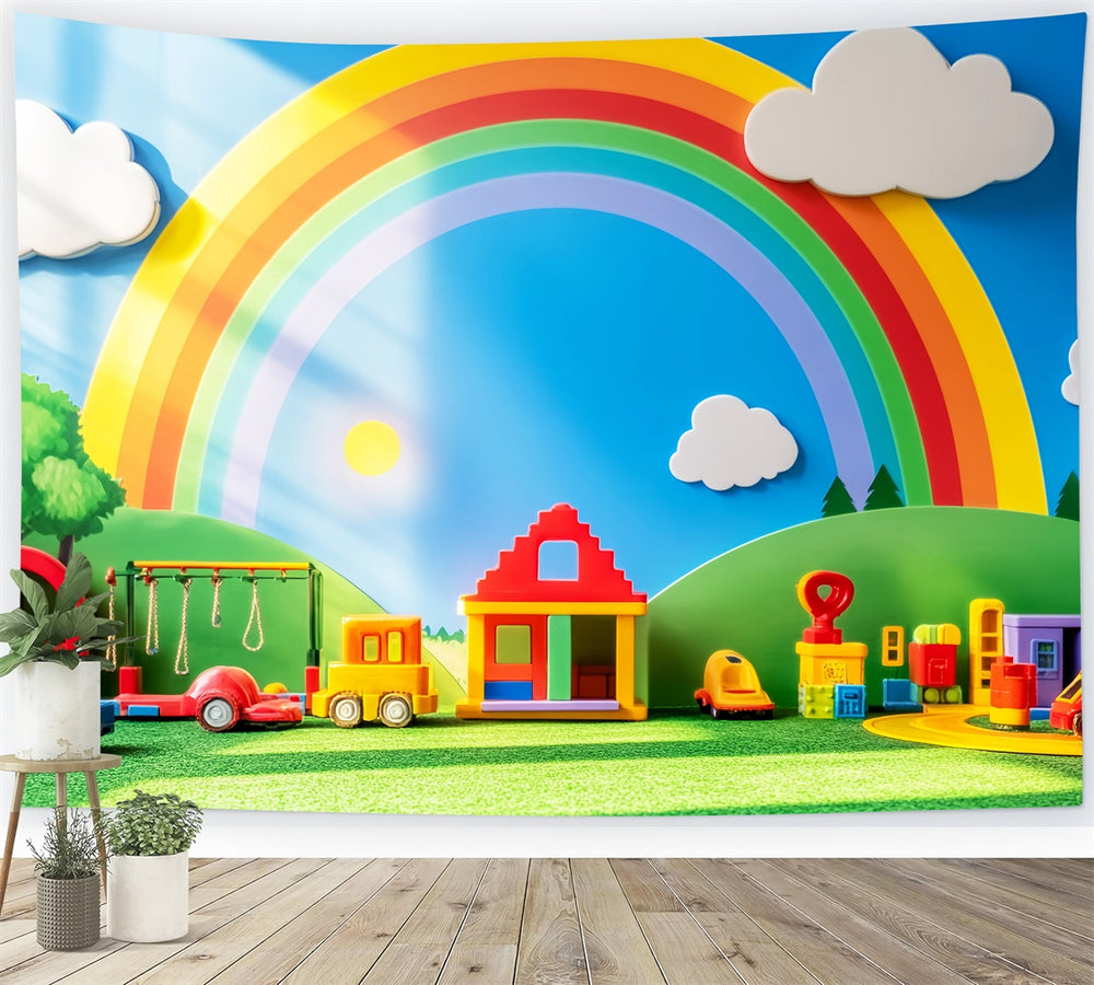 School Photo Backdrop Rainbow Toy Parade Backdrop LXX57-55