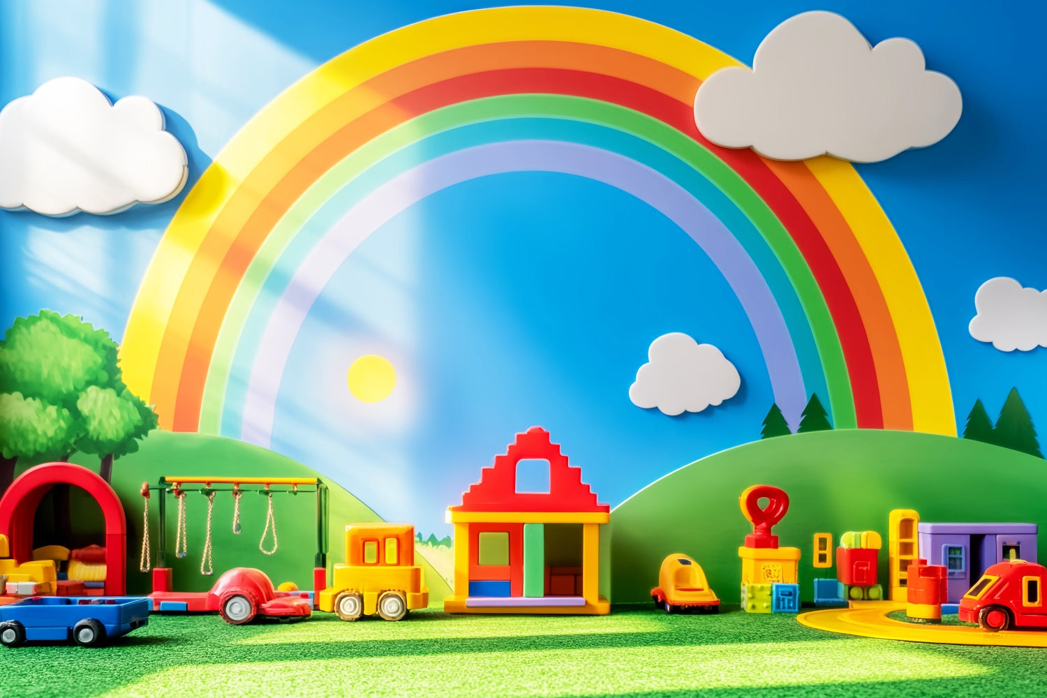 School Photo Backdrop Rainbow Toy Parade Backdrop LXX57-55