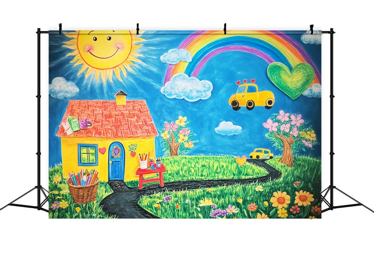 School Backdrop Hand-Drawn Learning Land Backdrop LXX57-56