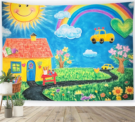 School Backdrop Hand-Drawn Learning Land Backdrop LXX57-56