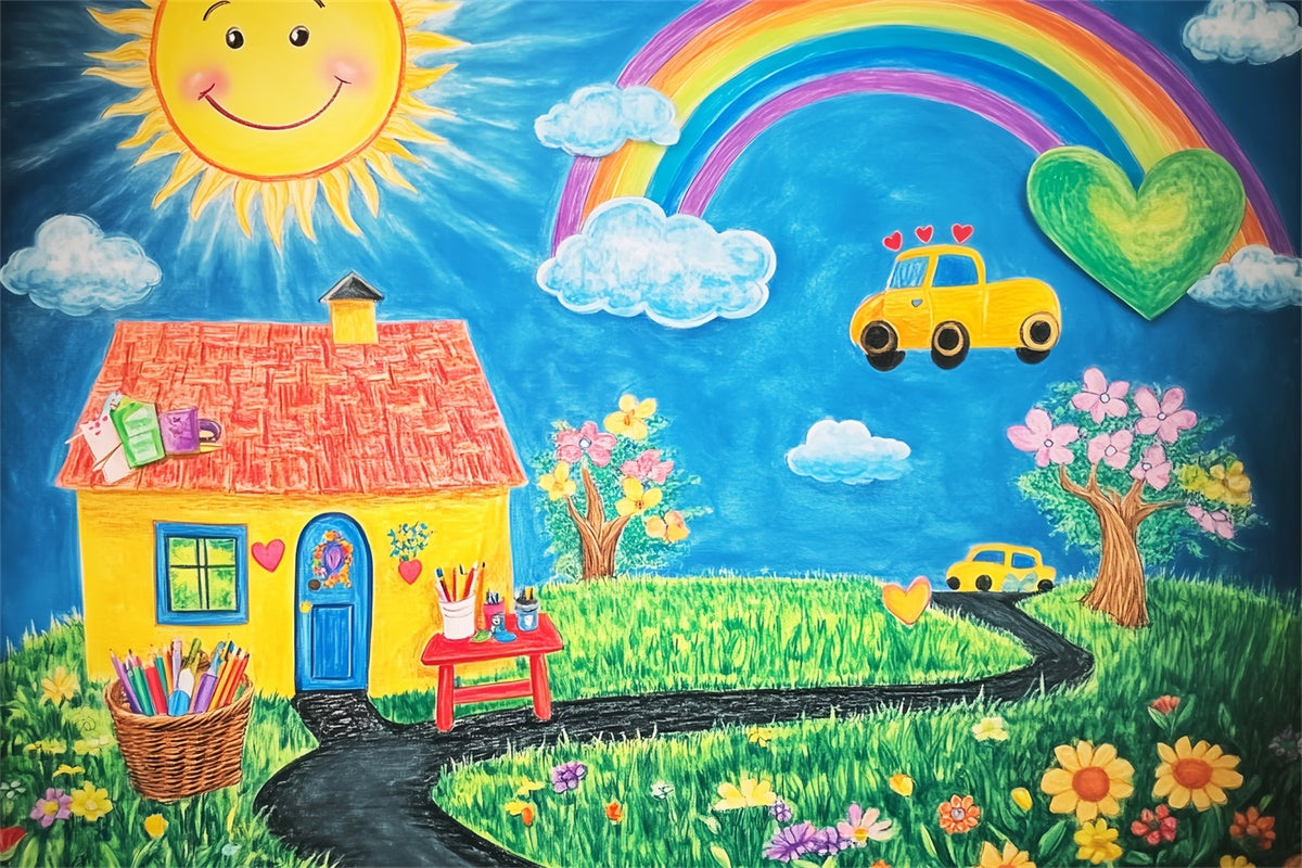 School Backdrop Hand-Drawn Learning Land Backdrop LXX57-56