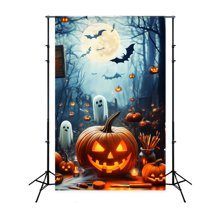 Halloween Moon Backdrop Moonlight Mischief Forest Backdrop LXX57-61