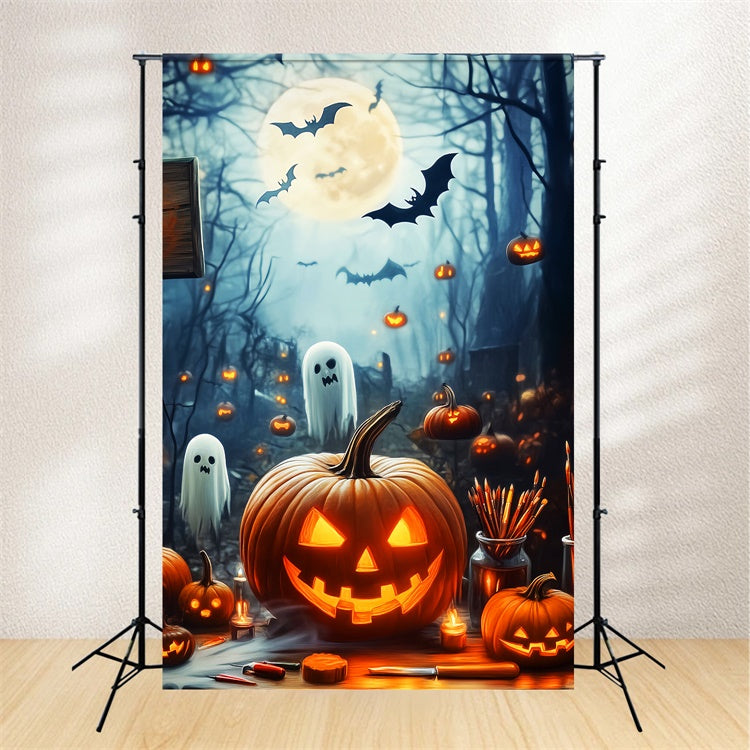 Halloween Moon Backdrop Moonlight Mischief Forest Backdrop LXX57-61