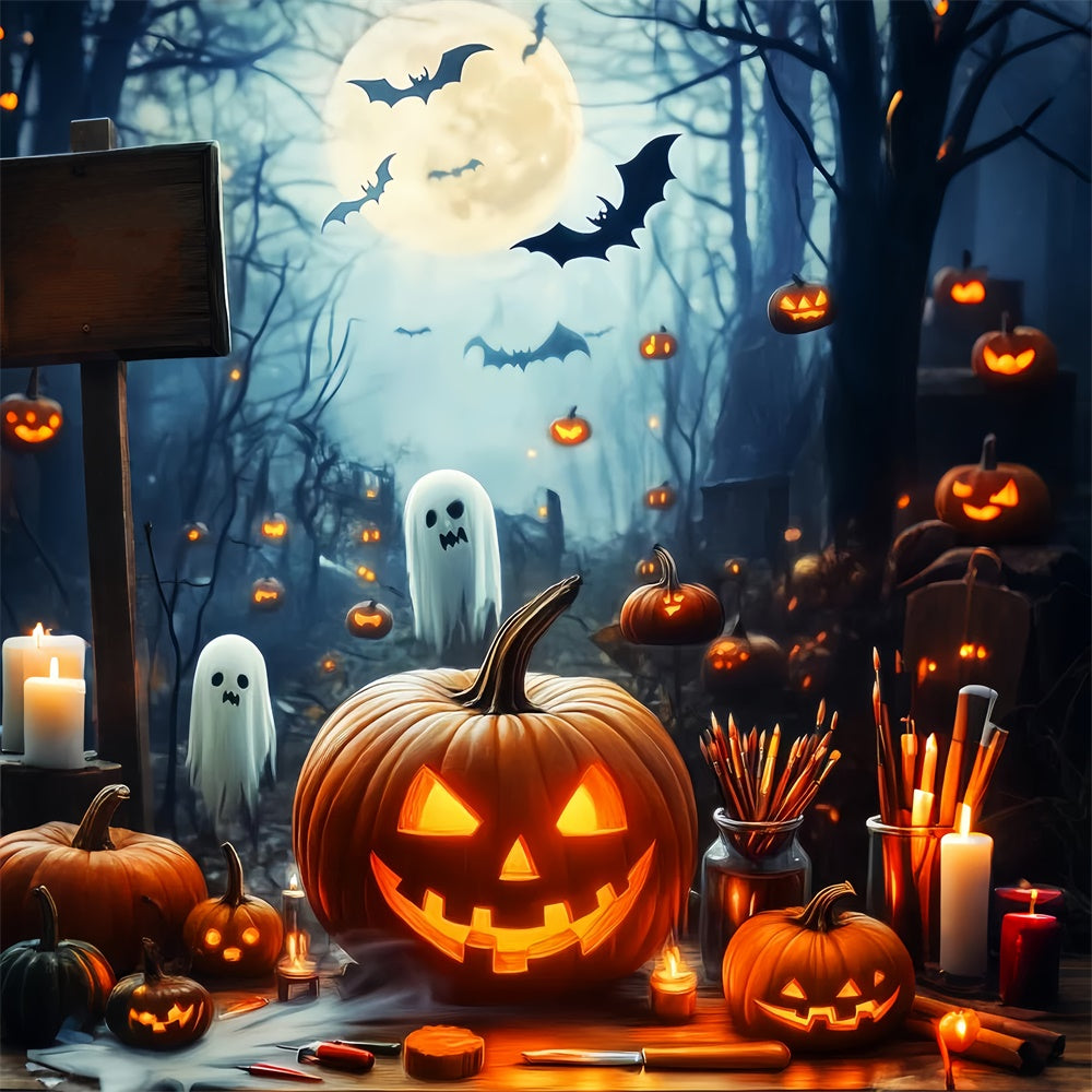 Halloween Moon Backdrop Moonlight Mischief Forest Backdrop LXX57-61