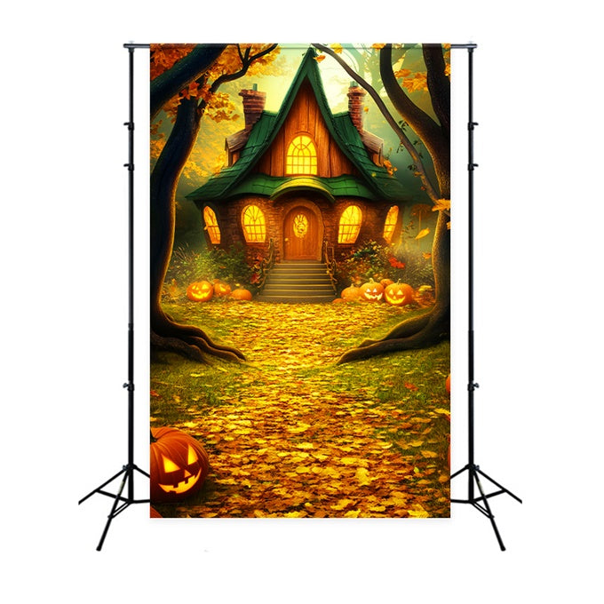 Halloween Backdrop Ideas Enchanted Pumpkin Cottage Backdrop LXX57-64