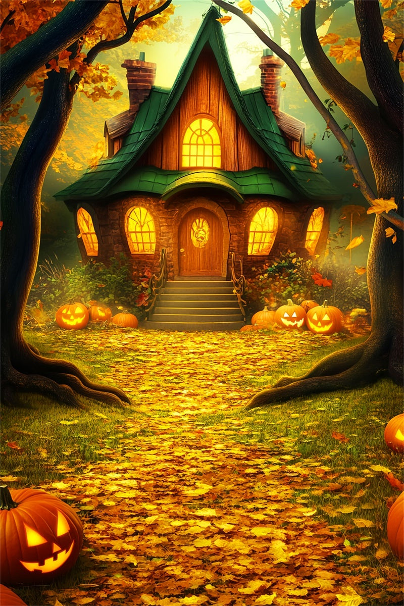 Halloween Backdrop Ideas Enchanted Pumpkin Cottage Backdrop LXX57-64