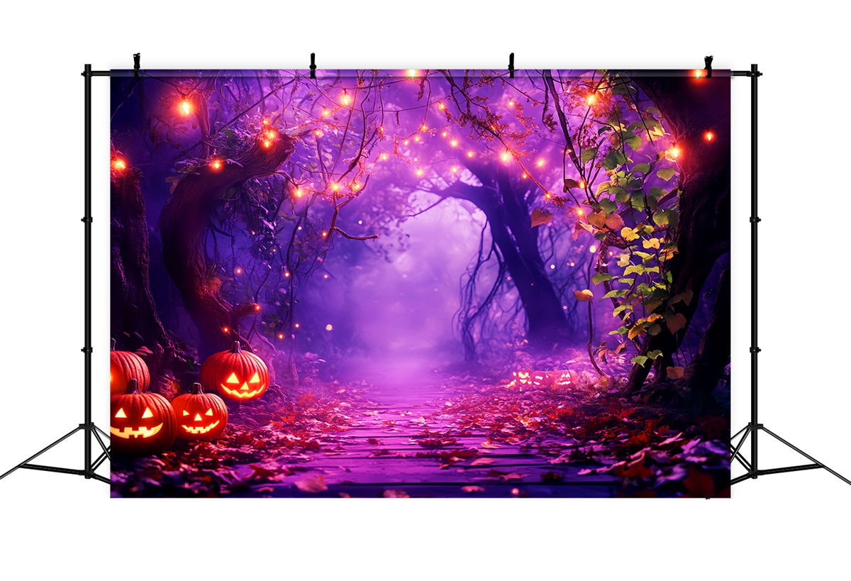 Forest Backdrops Pumpkin Glow Path Halloween Backdrop LXX57-69