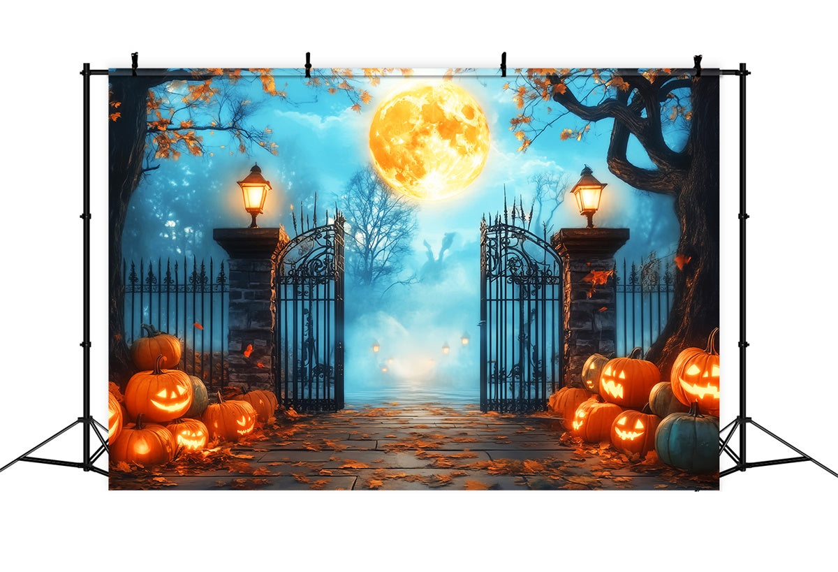 Halloween Moon Backdrop Spooky Manor Gates Backdrop LXX57-70