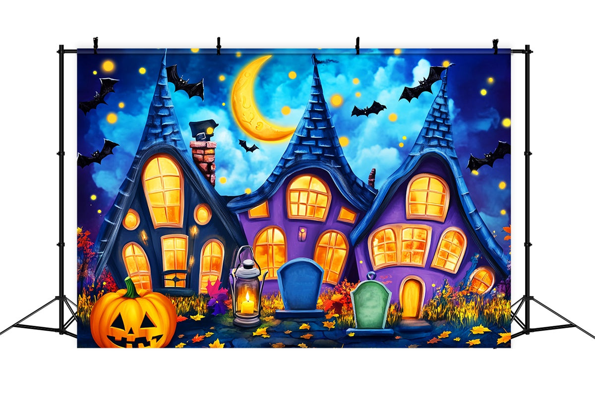 Haunted House Backdrop Cartoon Creepy Cottage Backdrop LXX57-71