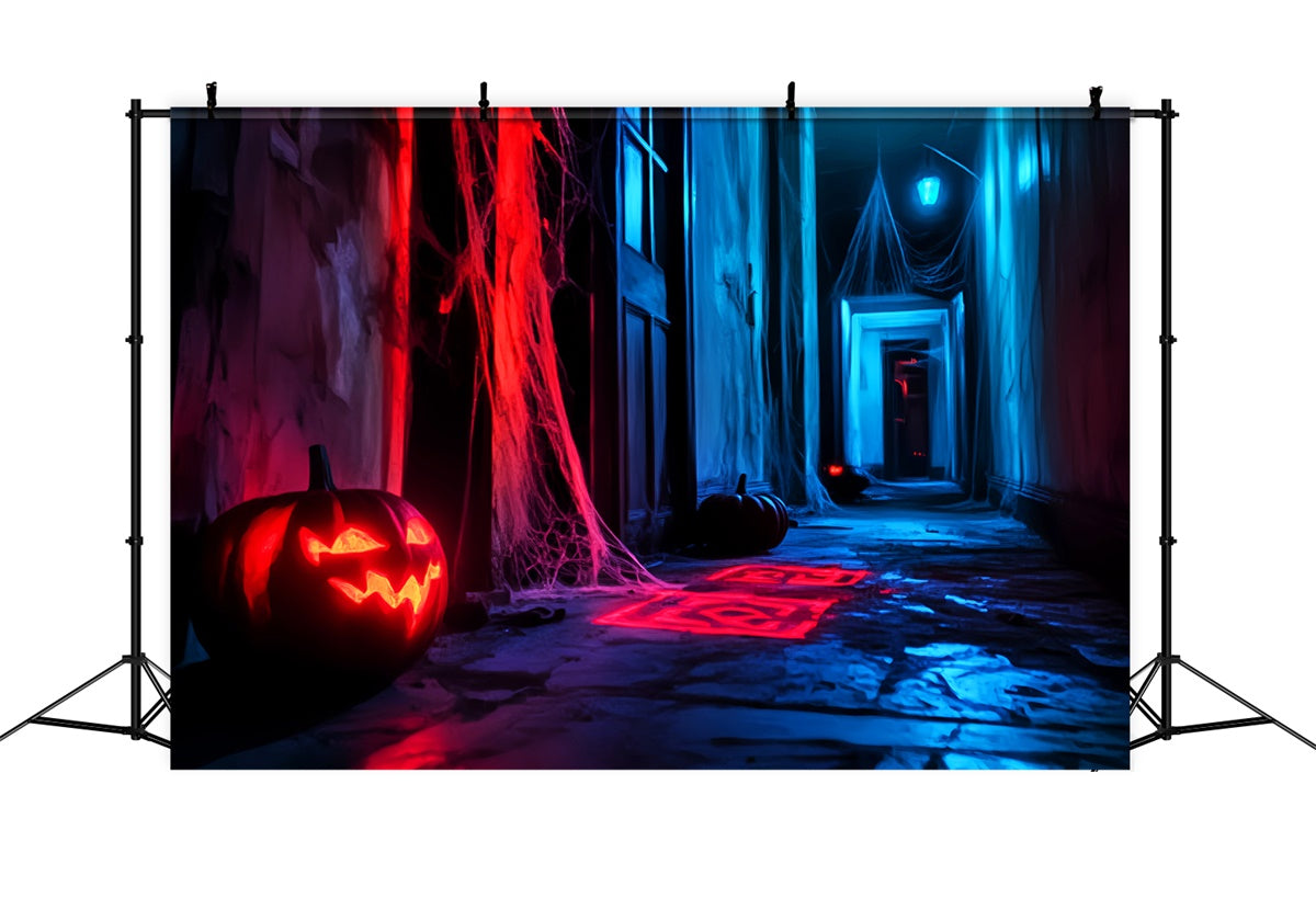 Spooky Halloween Backdrop Sinister Neon Hallway Backdrop LXX57-79
