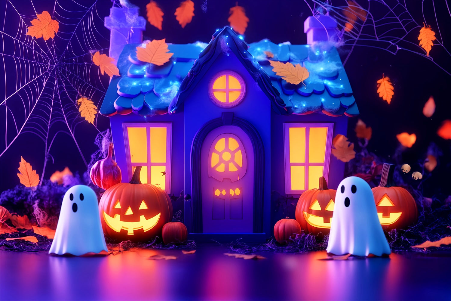 Cute Halloween Backdrop Enchanted Spooky Home Backdrop LXX57-83