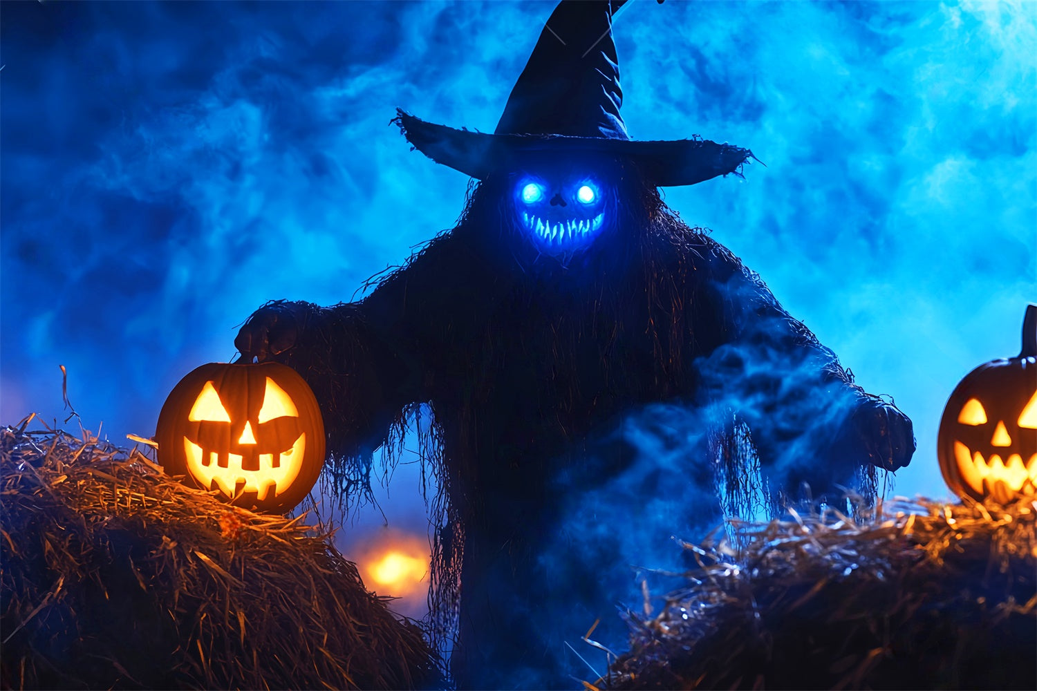 Spooky Halloween Backdrop Sinister Straw Witch Backdrop LXX57-89