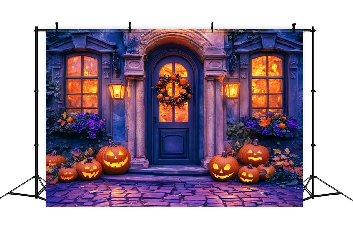 Halloween Photo Backdrop Elegant Pumpkin Porch Backdrop LXX57-90