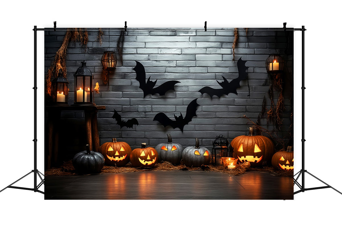 Halloween Wall Backdrop Midnight Brick Candlelit Backdrop LXX57-91
