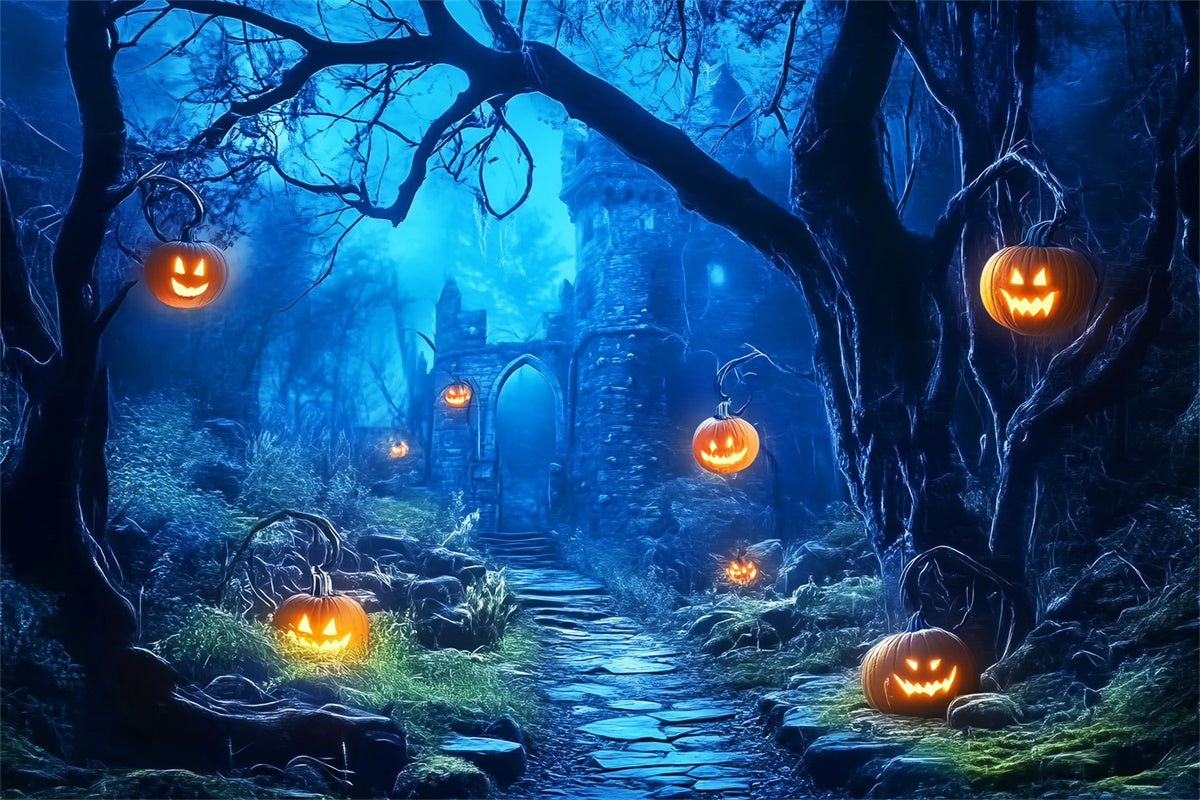 Spooky Forest Backdrop Ruins Trail Halloween Backdrop LXX57-93