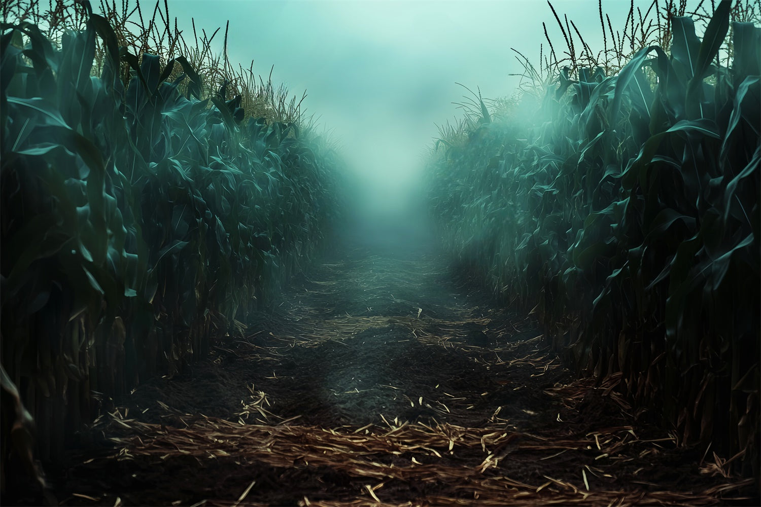 Scary Halloween Backdrop Misty Maize Horror Backdrop LXX57-95
