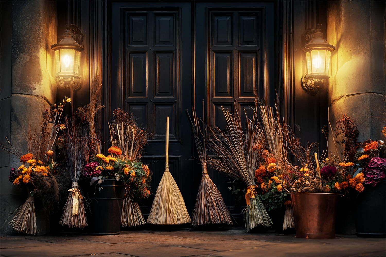 Halloween Backdrops Broomstick Gathering Glow Backdrop LXX57-96