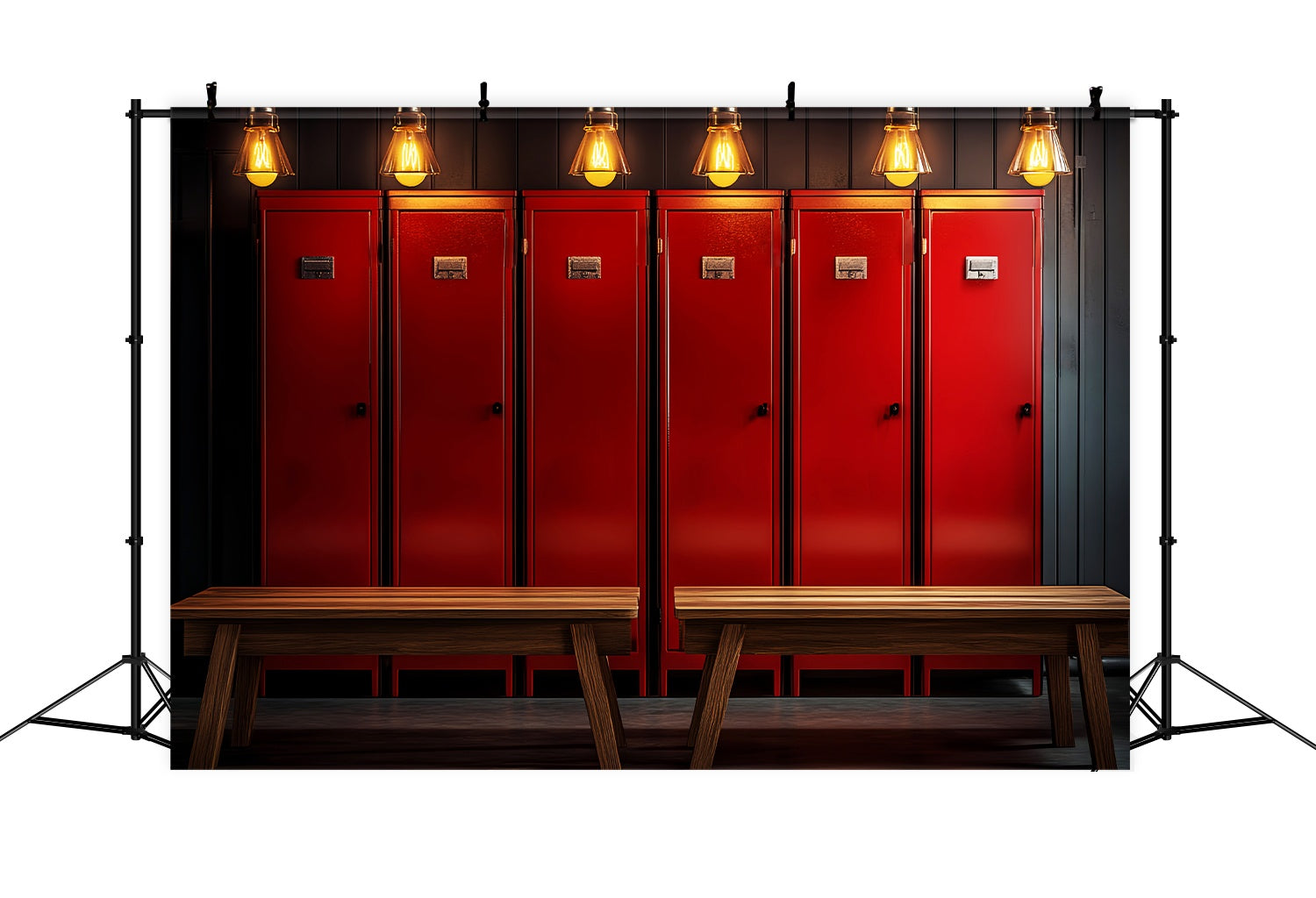 School Locker Backdrop Vintage Red Lockers Warm Lighting Back To School Photography Backdrops LXX58-112