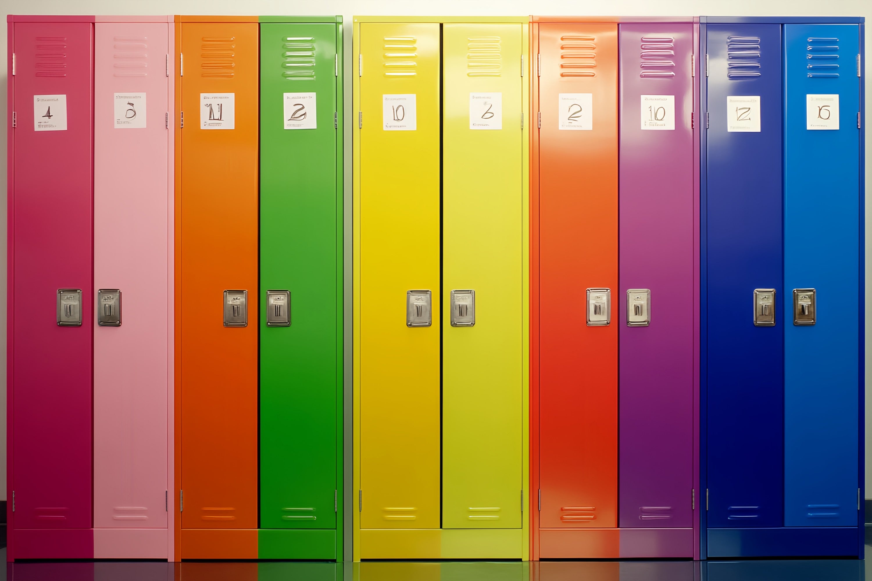 School Locker Backdrop Rainbow Numbered Locker Row Back To School Backdrop LXX58-115