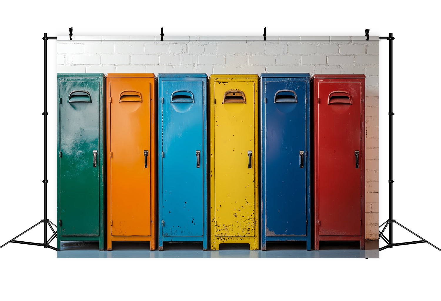 School Locker Backdrop Rustic Multicolor Locker Line Back To School Photography Backdrops LXX58-117