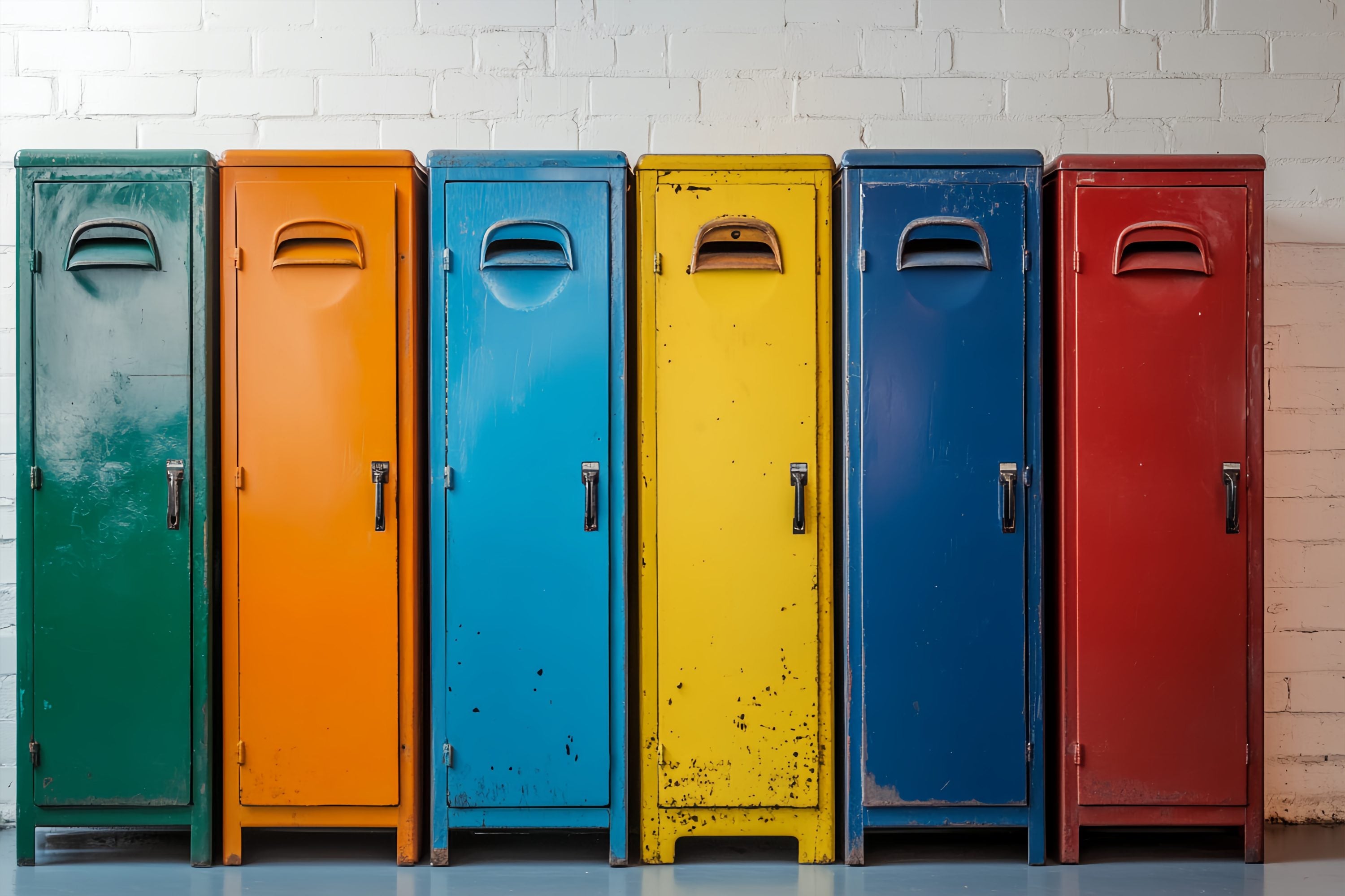 School Locker Backdrop Rustic Multicolor Locker Line Back To School Photography Backdrops LXX58-117