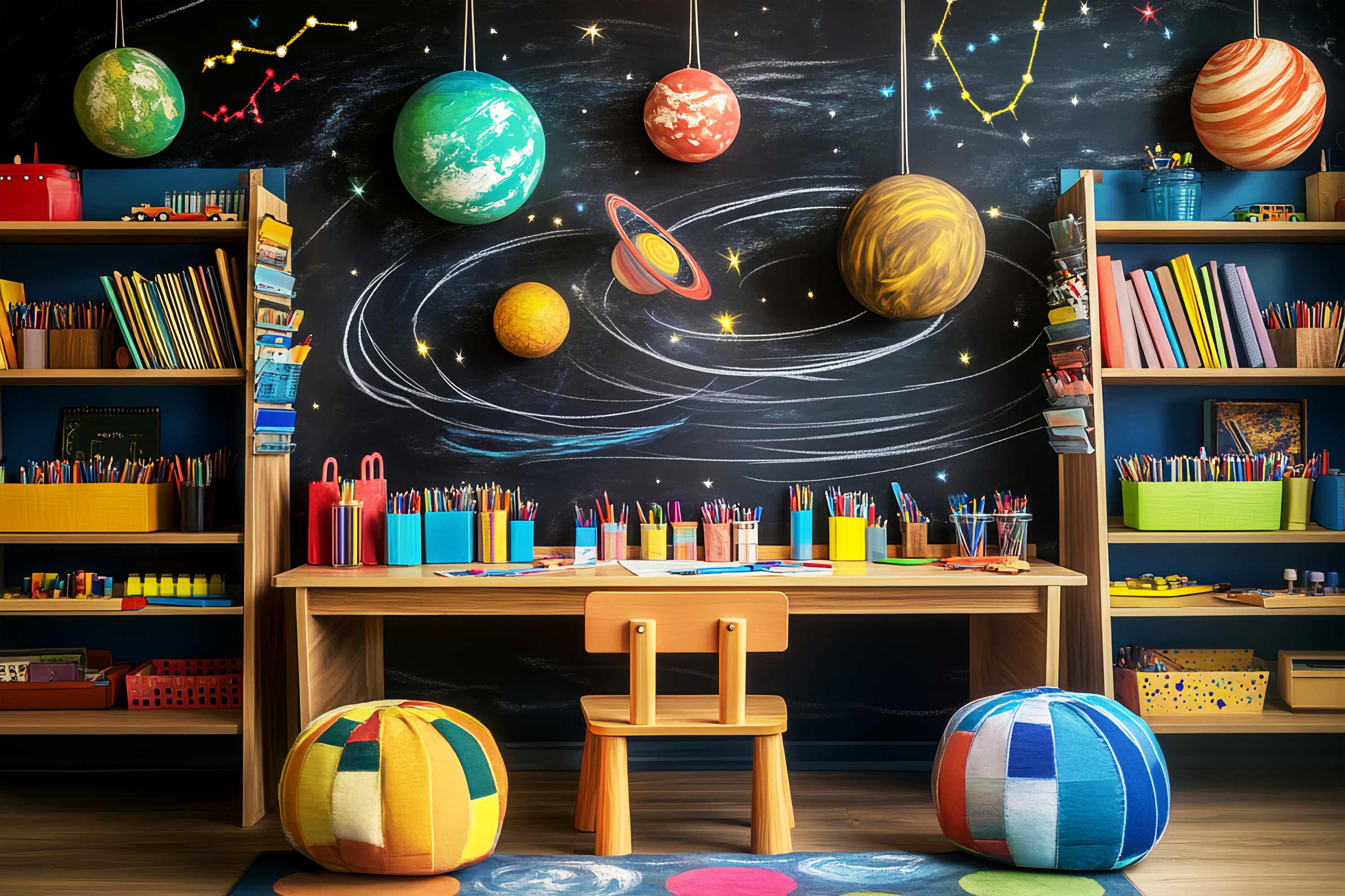 Preschool Photo Backdrops Space Classroom Planet Decorations Back To School Backdrops LXX58-122