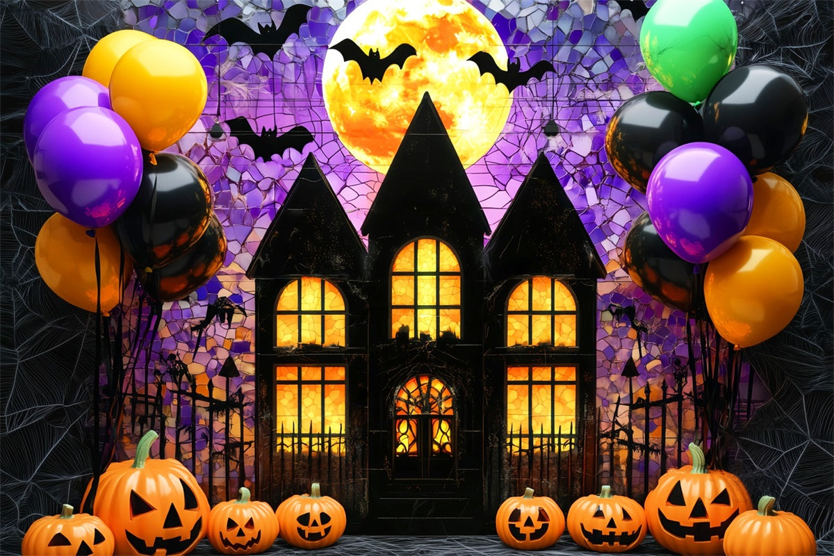 Halloween Backdrops Spooky Moonlight Party Backdrop LXX58-14