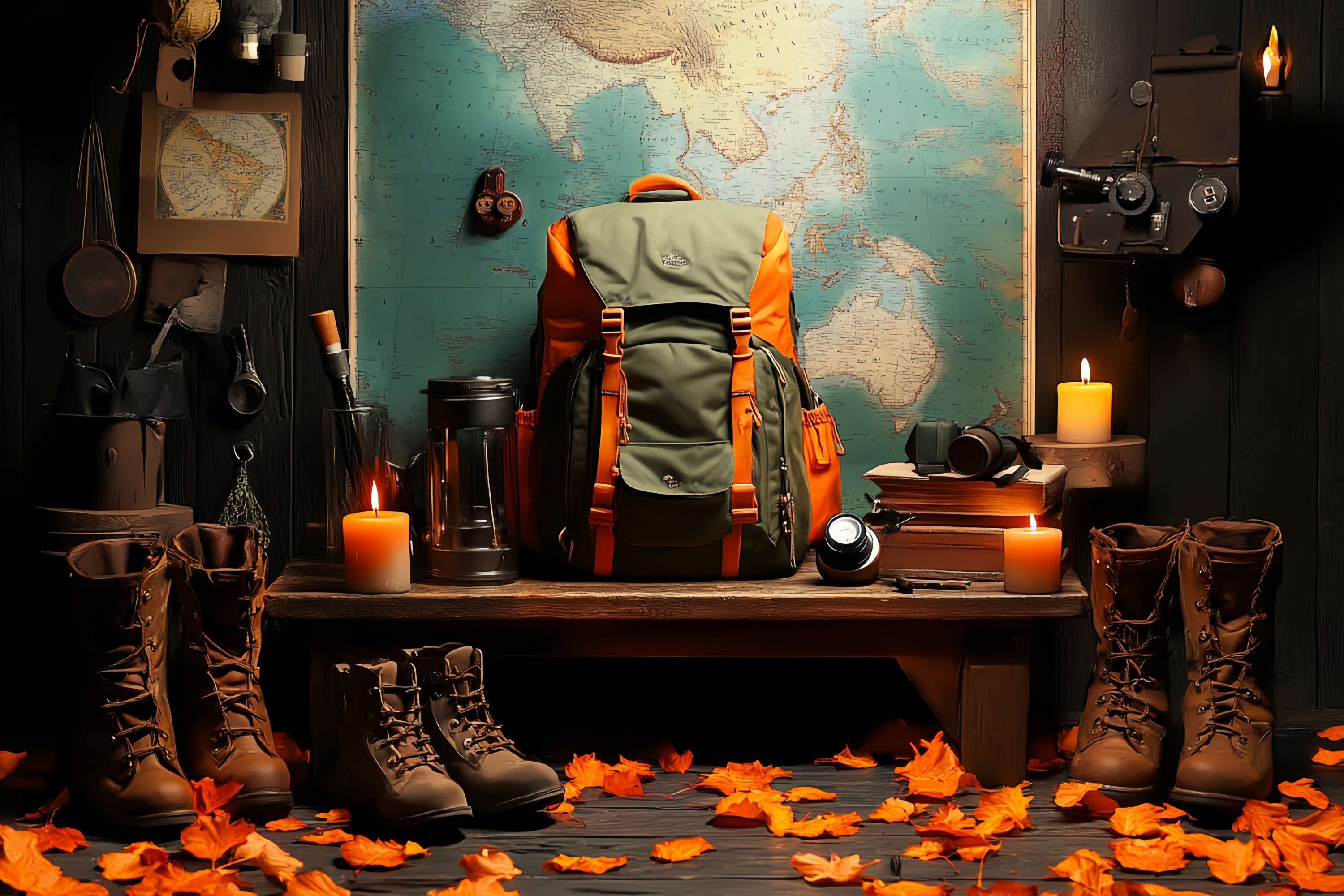 Back To School Photo Backdrop Adventure Travel Gear Map Display Backdrop LXX58-140