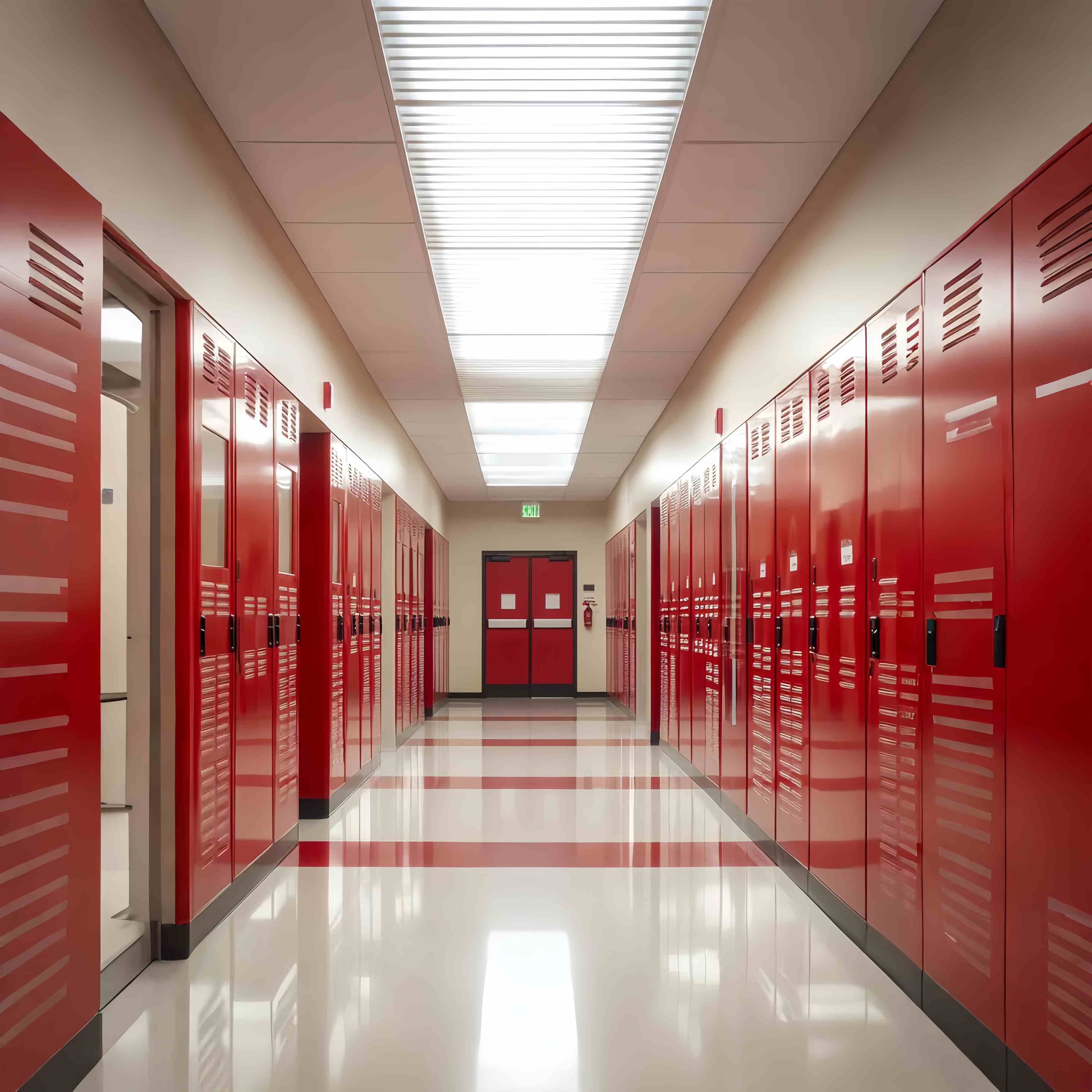 School Hallway Backdrop Shiny Red Locker Corridor Back To School Backdrops LXX58-146