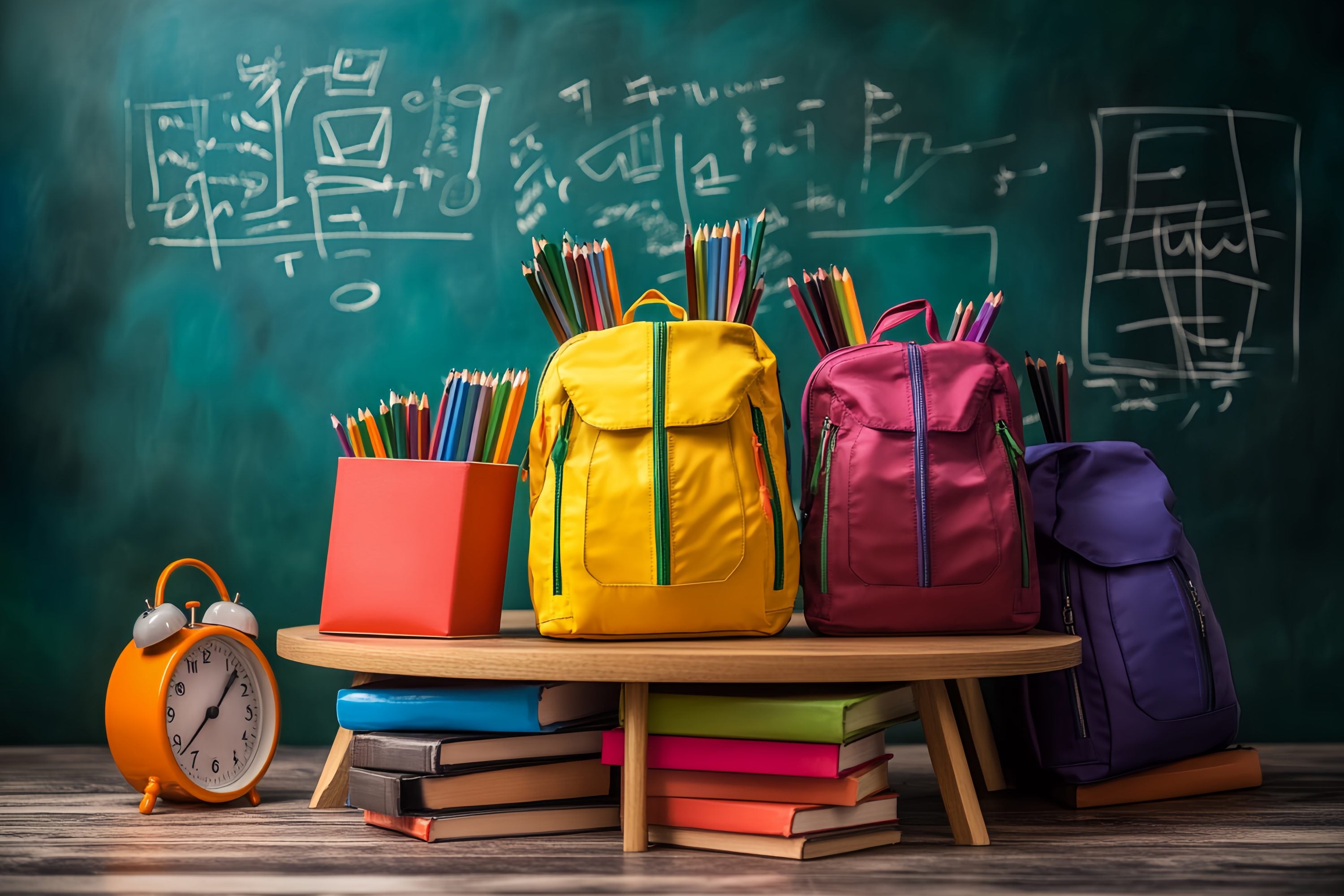 School Classroom Backdrop Colorful Backpack Chalkboard Display Back To School Backdrop LXX58-152