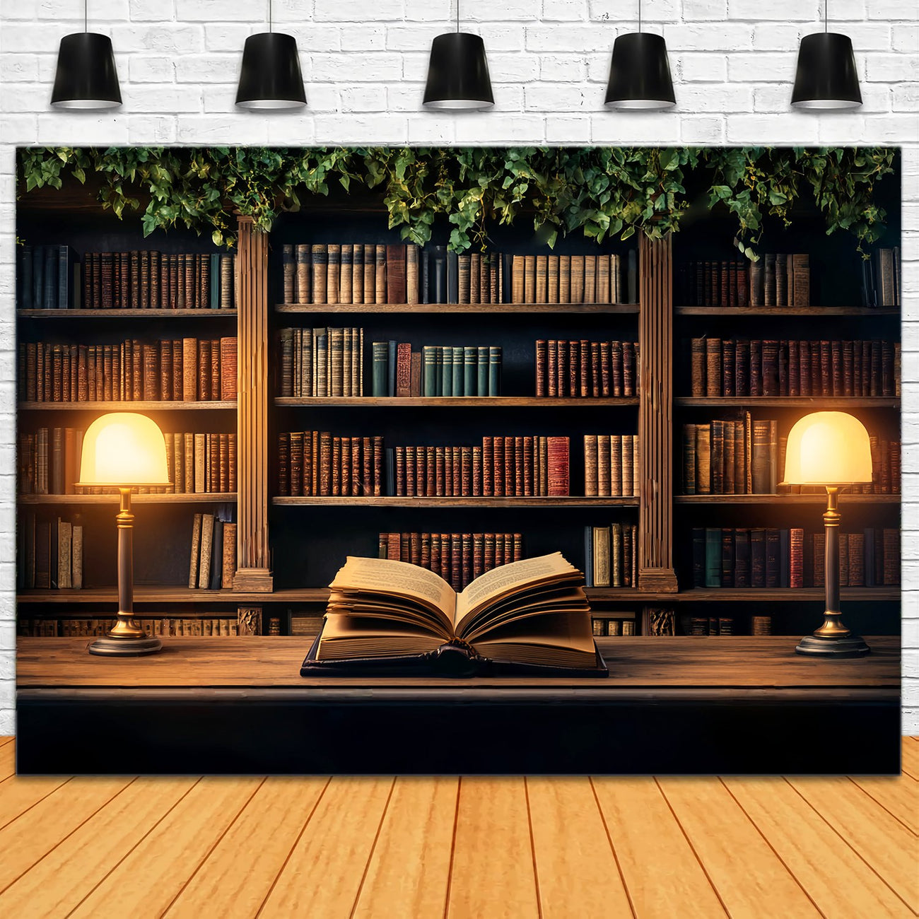 Back To School Backdrops Vintage Library Reading Corner Bookshelf Back