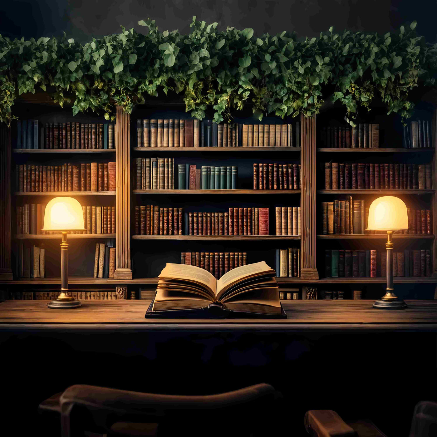 Back To School Backdrops Vintage Library Reading Corner Bookshelf Back
