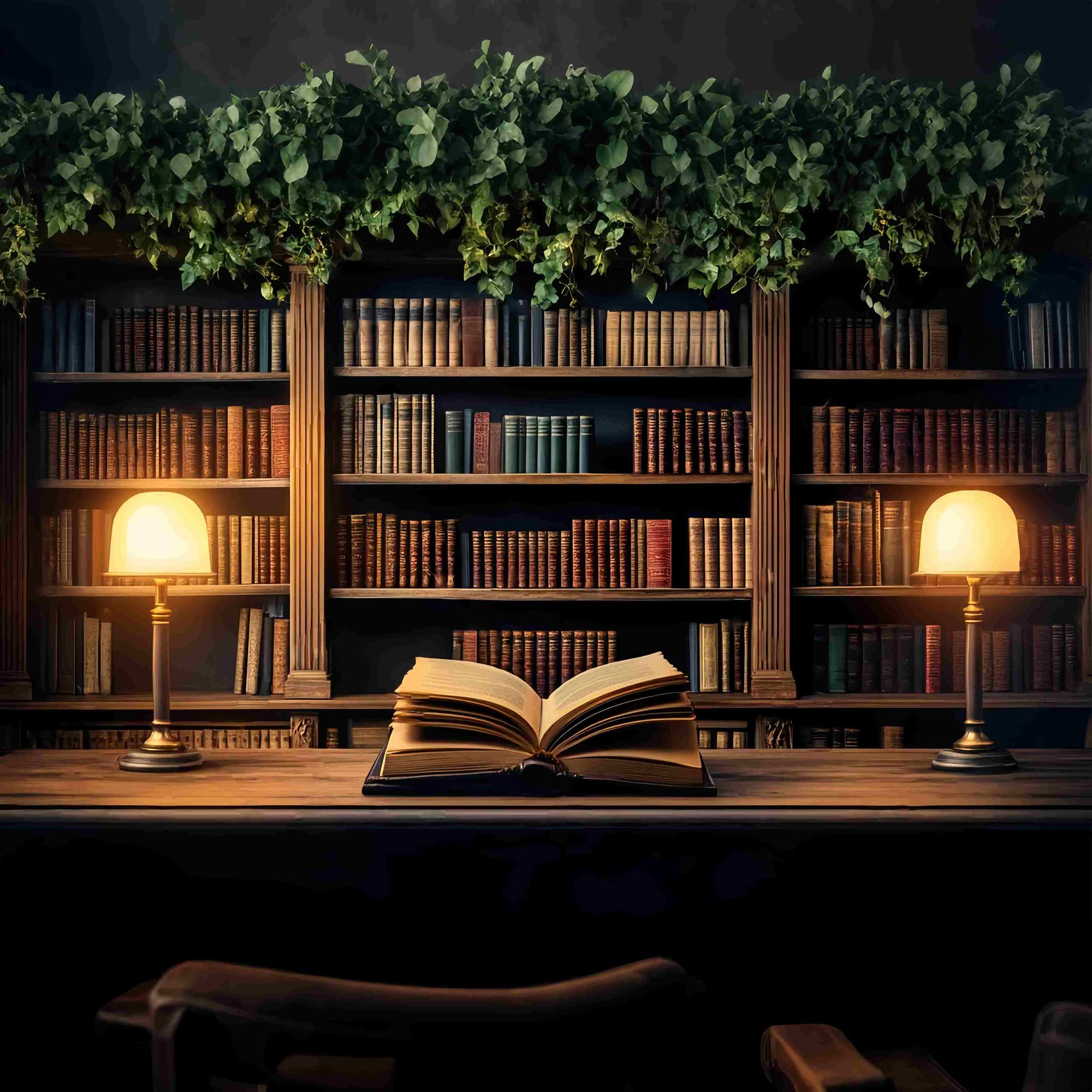 Back To School Backdrops Vintage Library Reading Corner Bookshelf Back