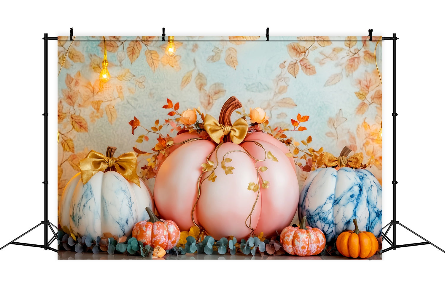 Fall Backdrop Pastel Pumpkin Floral Arrangement Newborn Backdrop LXX58-154
