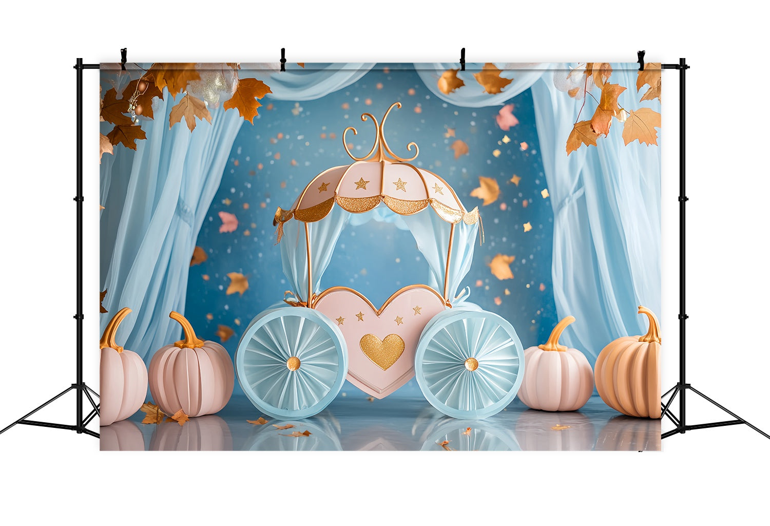 Fall Backdrop Fairytale Pumpkin Carriage Decor Newborn Backdrop LXX58-156