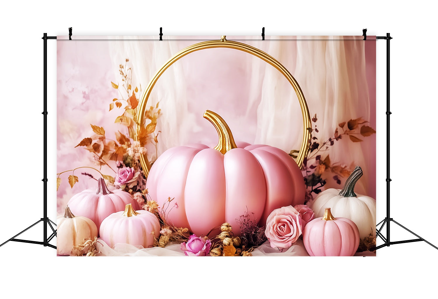 Fall Photo Backdrop Blush Pumpkin Rose Elegance Pink Backdrop LXX58-158