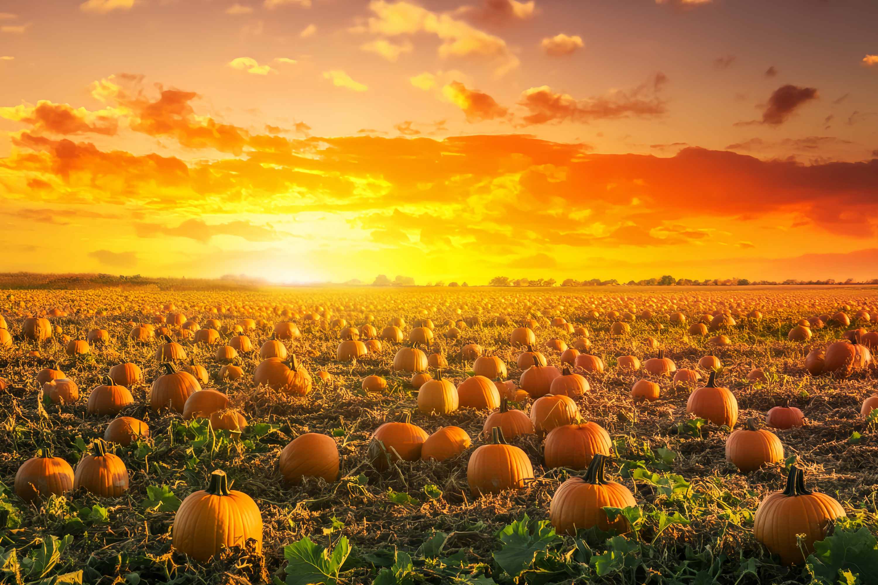 Autumn Fall Backdrop Pumpkin Field Golden Sunset Pumpkin Backdrop LXX58-166
