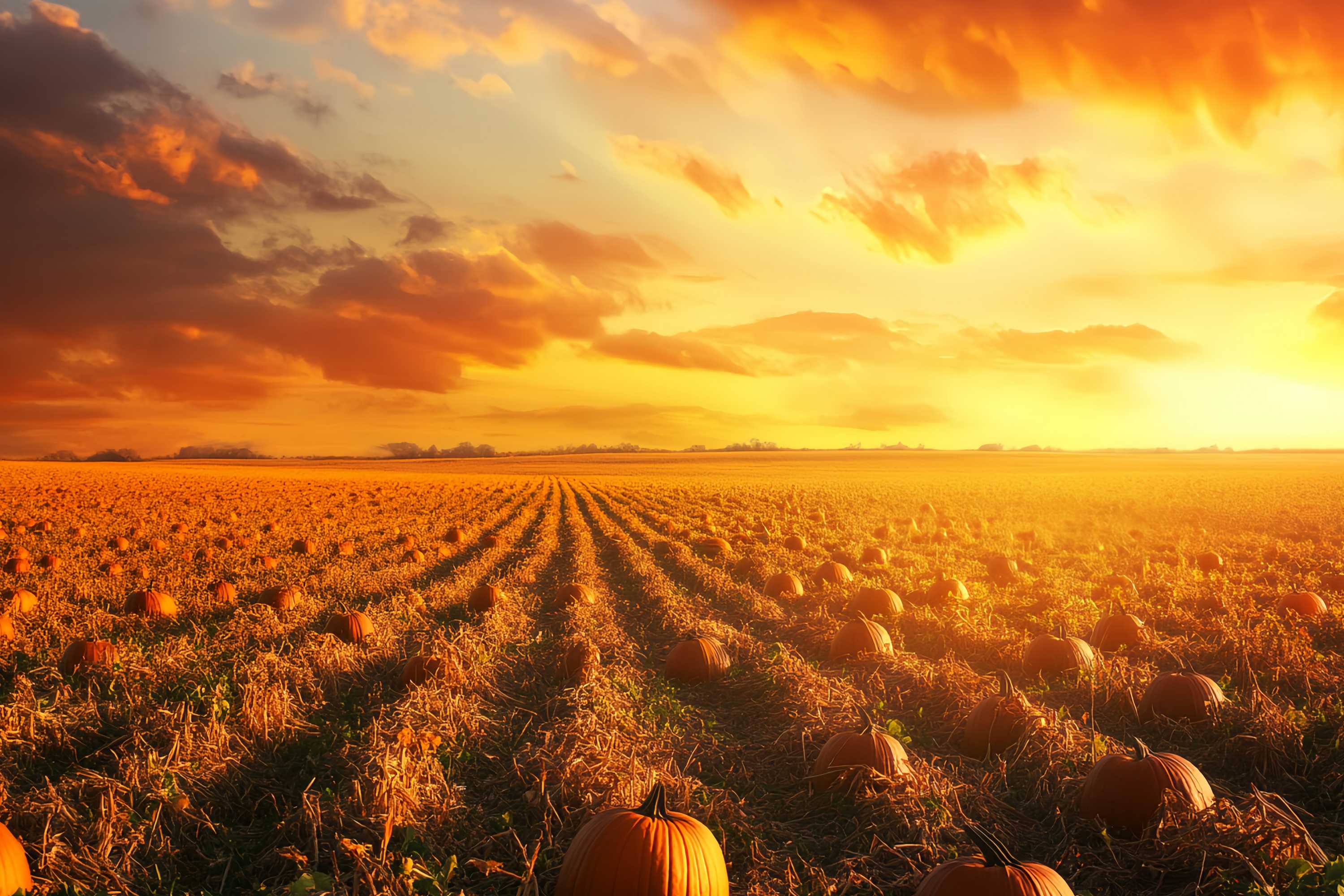 Fall Backdrop Pumpkin Rows Glowing Horizon Pumpkin Backdrop LXX58-167