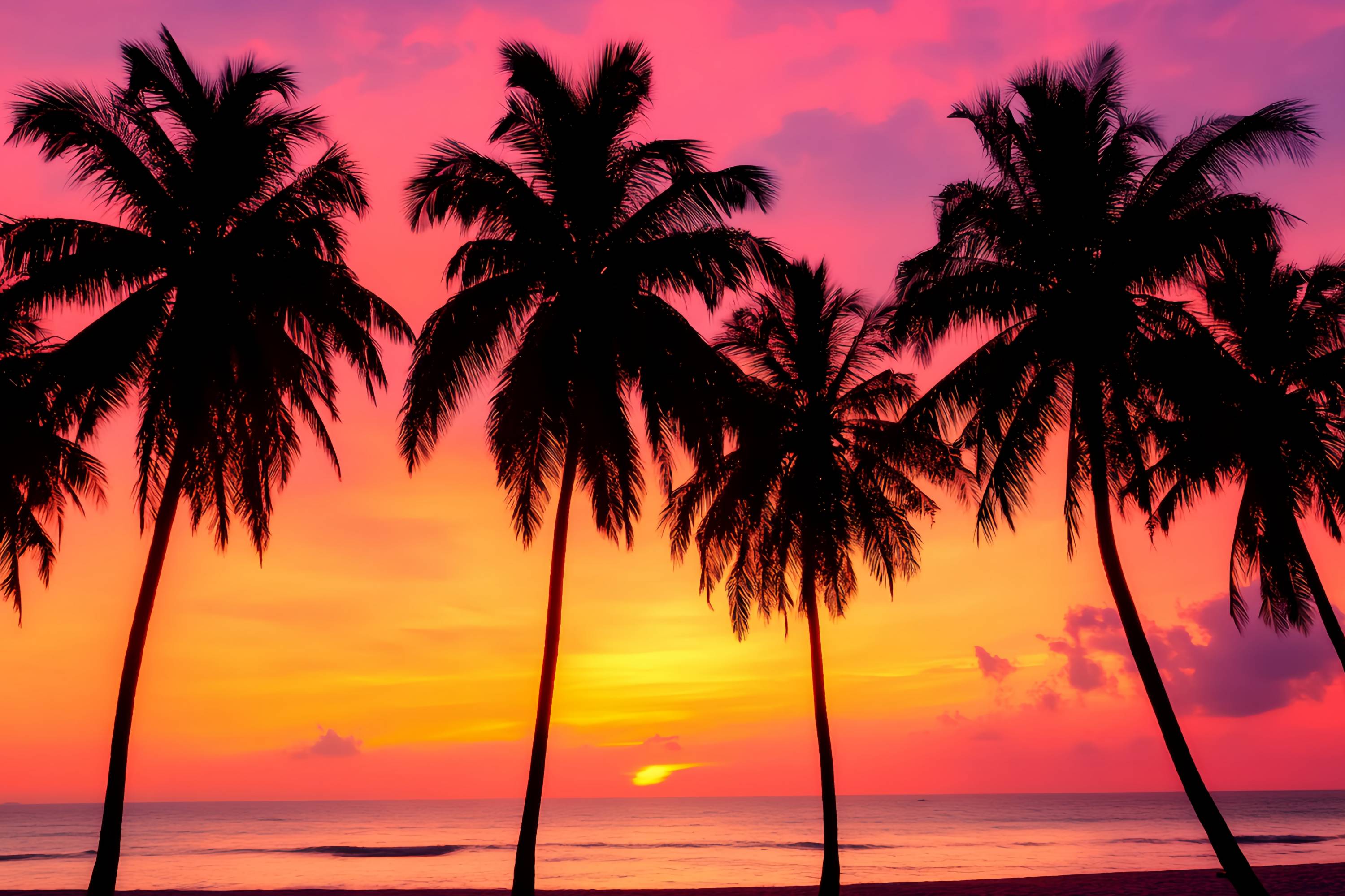 Fall Photo Backdrop Tropical Sunset Palm Silhouettes Sunset Backdrop LXX58-170