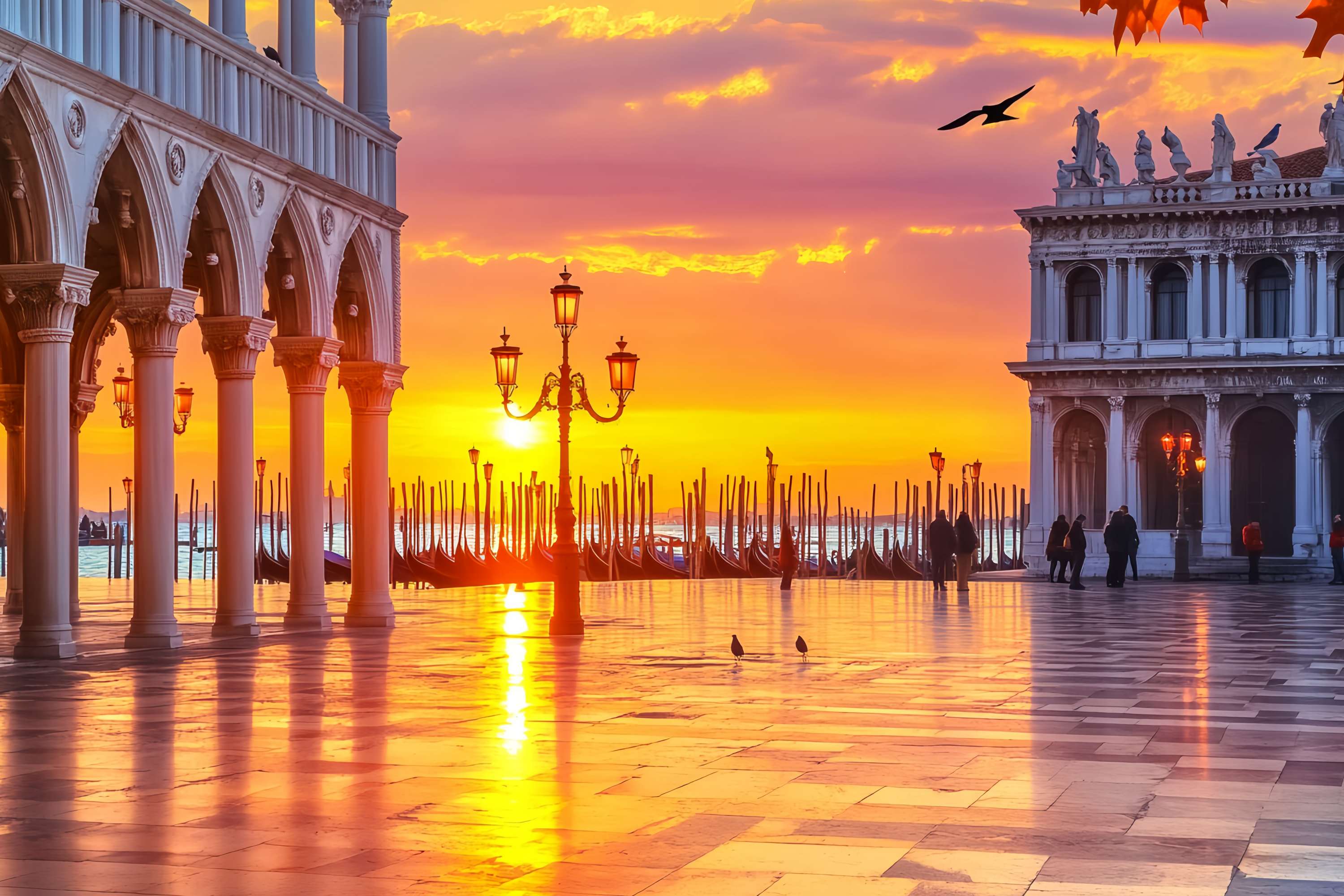 Fall Backdrops Venetian Sunrise Gondola View Sunset Backdrop LXX58-171