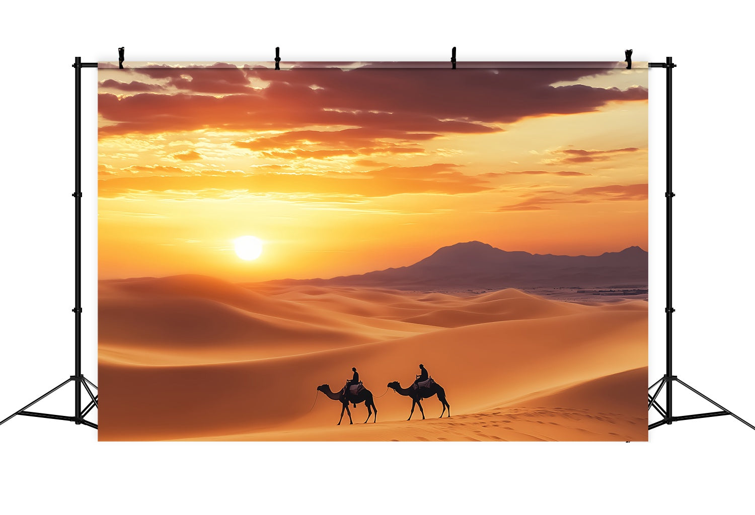 Fall Backdrop Ideas Golden Desert Caravan Silhouette Sunset Backdrop LXX58-173