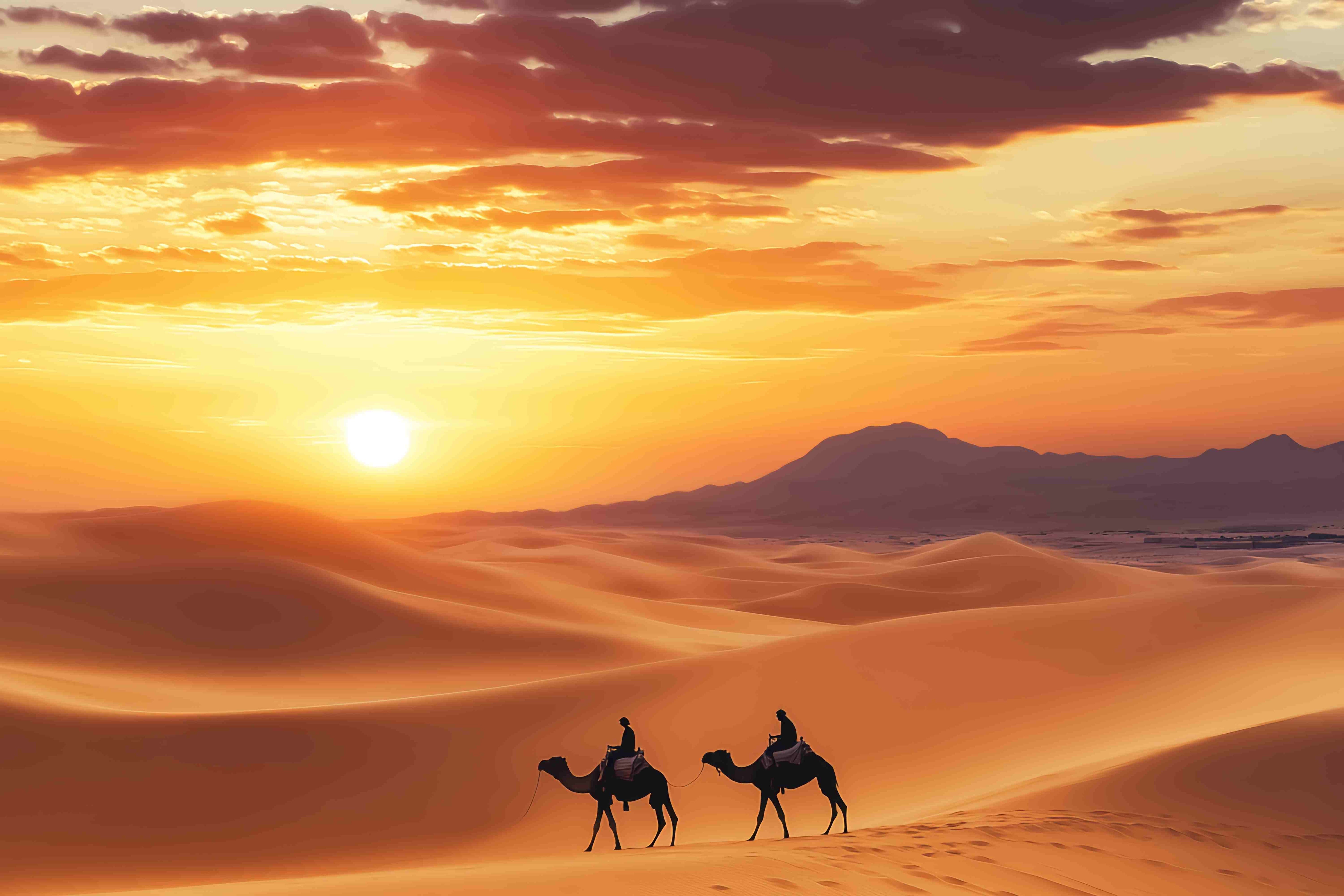 Fall Backdrop Ideas Golden Desert Caravan Silhouette Sunset Backdrop LXX58-173