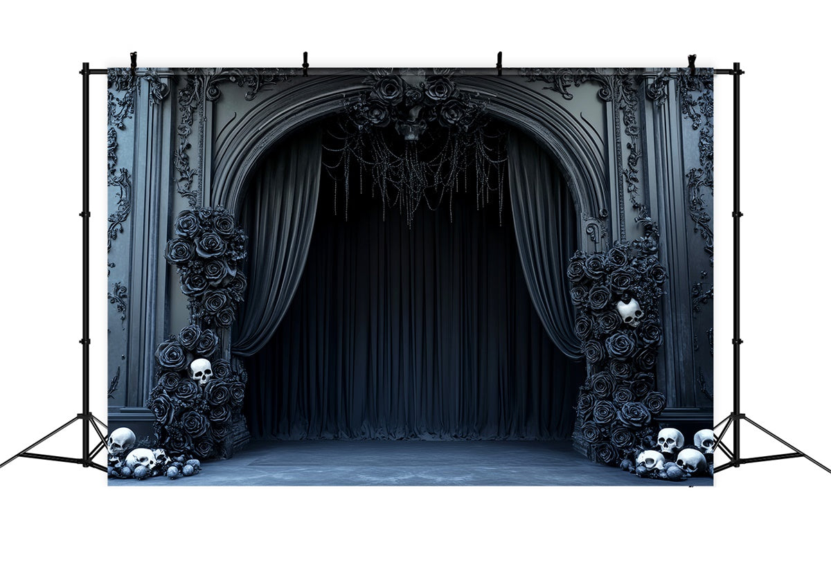 Halloween Wall Backdrop Gothic Skull Rose Backdrop LXX58-18